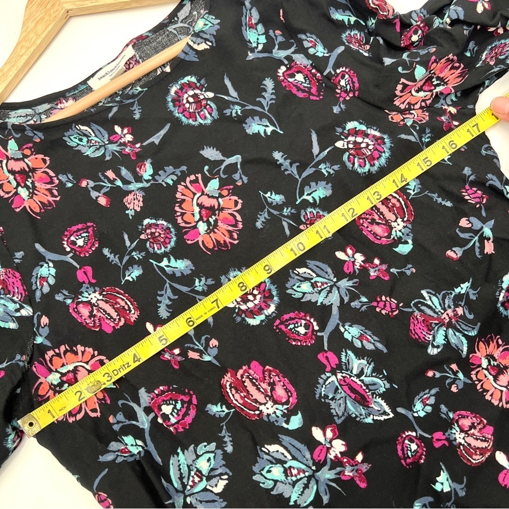 BEACH LUNCH LOUNGE Woman's Black & Floral Lightweight Midi Dress Size SP - Picture 9 of 11